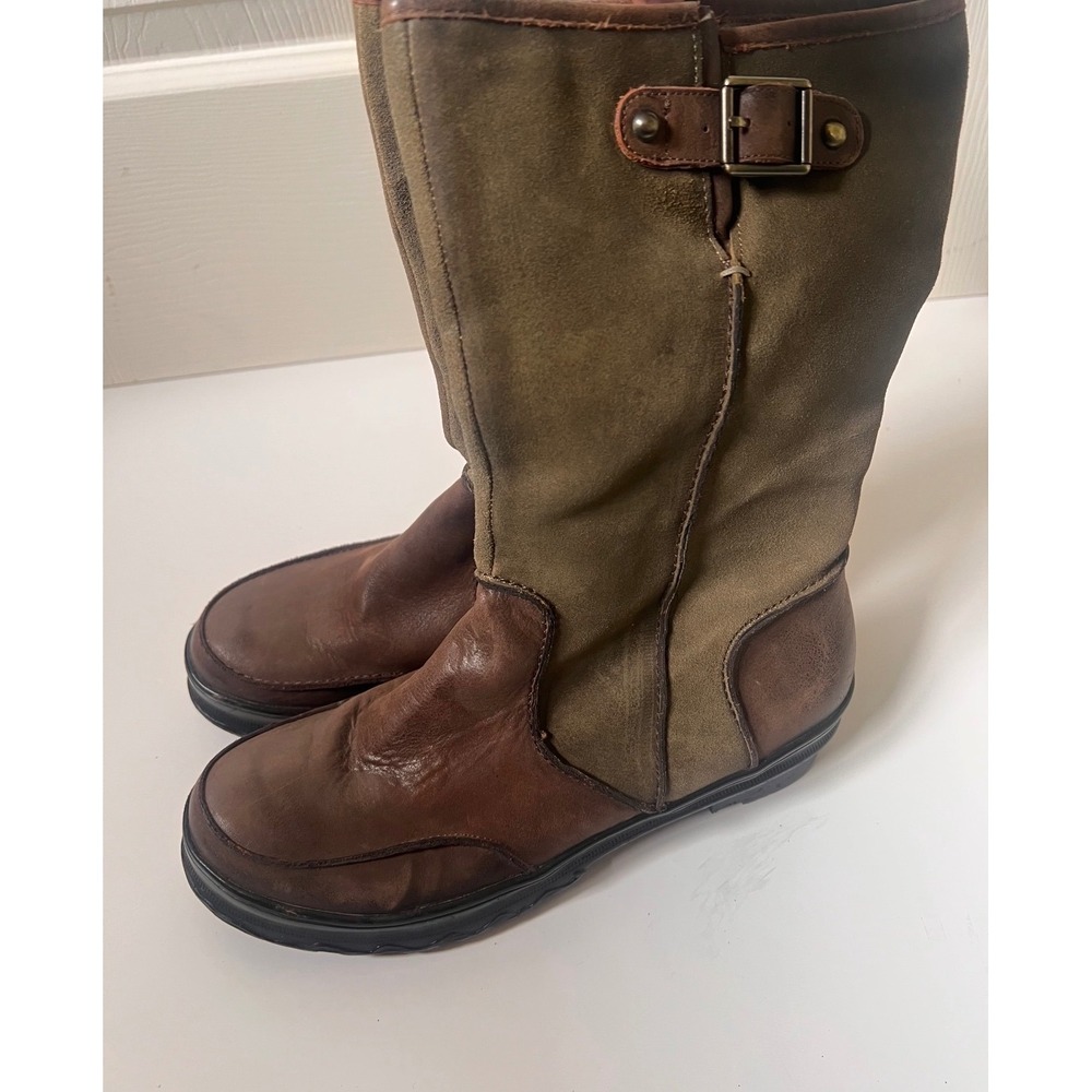 Lagenlook Womens Leather Suede Mid Calf Boots Riding Western Fairy Size 8M